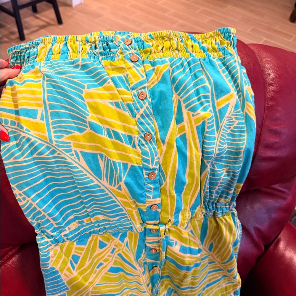 Strapless Tropical Print Jumpsuit